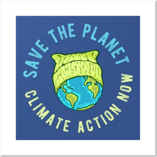 Green Cat Hat Earth - Save the Planet - Climate Action Now Posters and Art